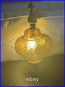 Large Vintage Hanging Globe Light. Long Cord. Works And Beautiful Condition