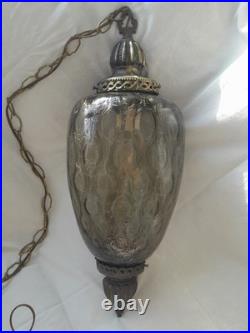 Large Vintage Hanging swag lamp with chain plug in light McM Ornate