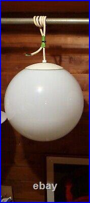 Large Vintage Mid Century Modern Hanging Pendant Lamp Light Glass Globe Eames