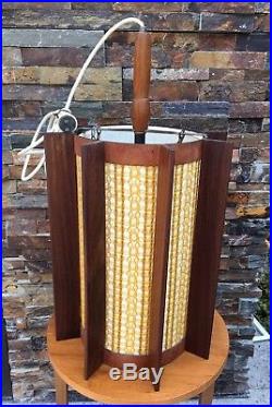 Large Vintage Mid Century Modern Teak Swag Lamp Hanging Chain Light MCM