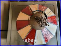 Large Vintage Tiffany Style Stained Glass Hanging Pendant Lamp 17