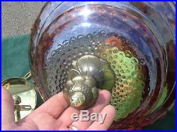 Lg Vintage Mid Century Carl Falkenstein Amber Swag Glass Hanging Lamp