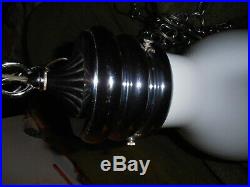 Lg Vintage Mid Century Modern Pop Art Chrome Light Bulb Hanging Pendant Lamp MCM