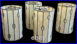 Lot Of 4 VTG Leaded Stained Glass Hanging Lamp Shade Arts & Craft