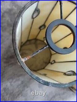 Lot Of 4 VTG Leaded Stained Glass Hanging Lamp Shade Arts & Craft