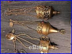 Lot Of 9 Antique & Vintage Nuns Convent Hanging Sanctuary Lamps Votive Jeweled