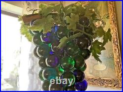 Lucite Grapes Swag Light Hanging Lamp Blue Green Blue Large Vtg Atomic MCM