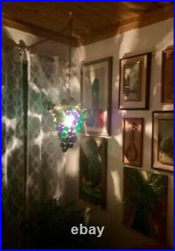 Lucite Grapes Swag Light Hanging Lamp Blue Green Blue Large Vtg Atomic MCM