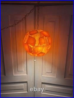 Lucite Rock Candy Swag Lamp Vintage 1960s MCM Chunky orange withorig switch cord