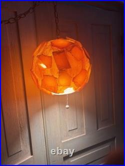 Lucite Rock Candy Swag Lamp Vintage 1960s MCM Chunky orange withorig switch cord