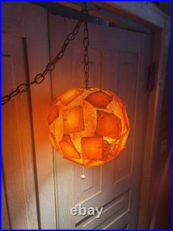 Lucite Rock Candy Swag Lamp Vintage 1960s MCM Chunky orange withorig switch cord