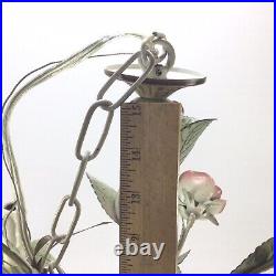 Luminaire S 557 Metal Rose and Candle Chandelier Vintage Floral Hanging Lamp