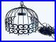 MCM Arthur Umanoff Style WROUGHT IRON Bird Cage Hanging Swag Lamp Pendant Light
