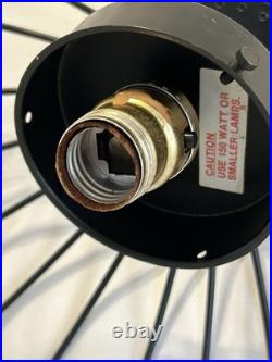 MCM Arthur Umanoff Style WROUGHT IRON Bird Cage Hanging Swag Lamp Pendant Light