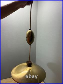MCM Atomic Pull Down Retractable Light Fixture Vintage Pendant UFO Saucer Eames