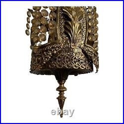 MCM Brass/Gold Gothic Regency Hanging Swag Lamp Chandelier