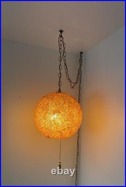 MCM Chunky Lucite Swag Ball Lamp VTG Multicolor Confetti Rock Candy Swirls 14