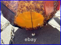 MCM Chunky Lucite Swag Lamp Vintage Brown Orange Yellow Rock Candy 13 Sphere