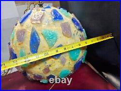 MCM Chunky Lucite Swag Lamp Vintage Rock Candy Ceiling Ball 14 Blue Purple