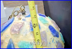MCM Chunky Lucite Swag Lamp Vintage Rock Candy Ceiling Ball 14 Blue Purple