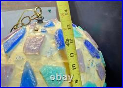 MCM Chunky Lucite Swag Lamp Vintage Rock Candy Ceiling Ball 14 Blue Purple