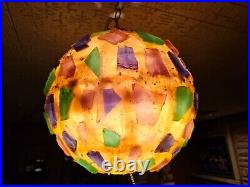 MCM Chunky Lucite Swag Lamp Vintage Rock Candy Ceiling Ball 14 Blue Purple
