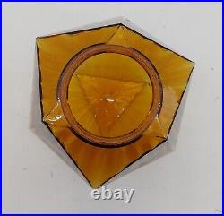 MCM Commercial Salvaged Amber/Orange Pendant Light Geometric Vintage Hardwired