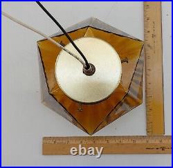 MCM Commercial Salvaged Amber/Orange Pendant Light Geometric Vintage Hardwired