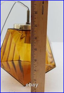MCM Commercial Salvaged Amber/Orange Pendant Light Geometric Vintage Hardwired