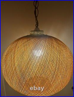 MCM Gold Spun Fiberglass String Swag Pendant Hanging Light Fixture or Lamp