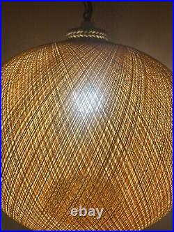 MCM Gold Spun Fiberglass String Swag Pendant Hanging Light Fixture or Lamp