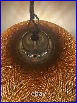 MCM Gold Spun Fiberglass String Swag Pendant Hanging Light Fixture or Lamp