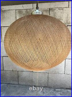 MCM Gold Spun Fiberglass String Swag Pendant Hanging Light Fixture or Lamp