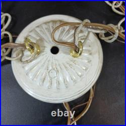 MCM Hanging Ceiling Pendant 2 Light Atomic Ribbed Globe Virden Co. Asymetrical