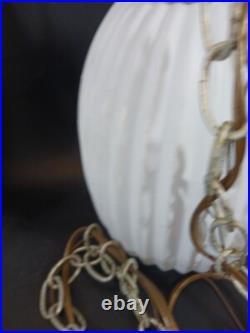 MCM Hanging Ceiling Pendant 2 Light Atomic Ribbed Globe Virden Co. Asymetrical