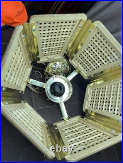 MCM Hanging Plug In Light Wicker Rattan Rush Style Chain Swag Ceiling Lamp VTG