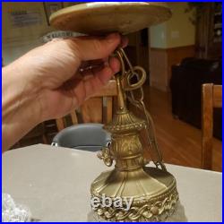 MCM Hollywood Regency Hanging Swag Lamp Vintage Crystal Cut Glass Light TESTED