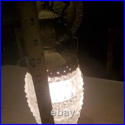 MCM Hollywood Regency Hanging Swag Lamp Vintage Crystal Cut Glass Light TESTED