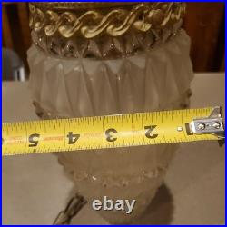 MCM Hollywood Regency Hanging Swag Lamp Vintage Crystal Cut Glass Light TESTED