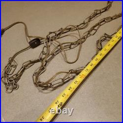 MCM Hollywood Regency Hanging Swag Lamp Vintage Crystal Cut Glass Light TESTED