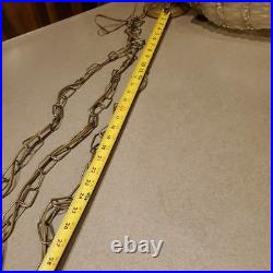 MCM Hollywood Regency Hanging Swag Lamp Vintage Crystal Cut Glass Light TESTED