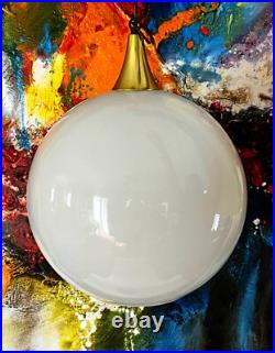 MCM Modernist Milk Glass Open Globe Ball Pendant Light Hanging Ceiling Swag Lamp MCM Modernist Milk Glass Open Globe Ball Pendant Light Hanging Ceiling Swag Lamp