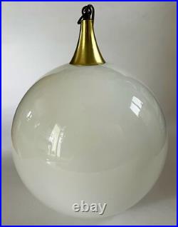 MCM Modernist Milk Glass Open Globe Ball Pendant Light Hanging Ceiling Swag Lamp