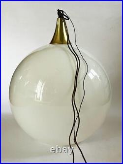 MCM Modernist Milk Glass Open Globe Ball Pendant Light Hanging Ceiling Swag Lamp MCM Modernist Milk Glass Open Globe Ball Pendant Light Hanging Ceiling Swag Lamp