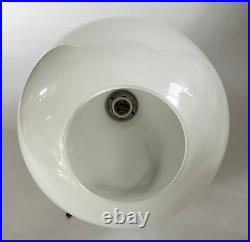 MCM Modernist Milk Glass Open Globe Ball Pendant Light Hanging Ceiling Swag Lamp