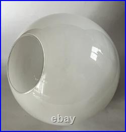 MCM Modernist Milk Glass Open Globe Ball Pendant Light Hanging Ceiling Swag Lamp MCM Modernist Milk Glass Open Globe Ball Pendant Light Hanging Ceiling Swag Lamp