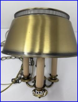 MCM Pendant Light Tole Chain Swag 3 Bulb Polished Brass Hanging Lamp Original