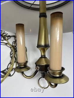 MCM Pendant Light Tole Chain Swag 3 Bulb Polished Brass Hanging Lamp Original