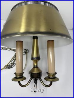 MCM Pendant Light Tole Chain Swag 3 Bulb Polished Brass Hanging Lamp Original