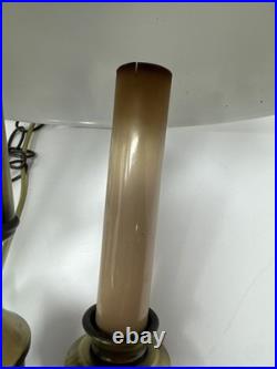 MCM Pendant Light Tole Chain Swag 3 Bulb Polished Brass Hanging Lamp Original